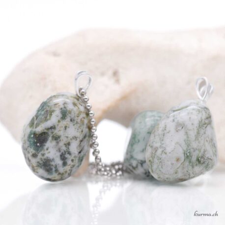 Agate arborisée pendentif boucle en argent 925