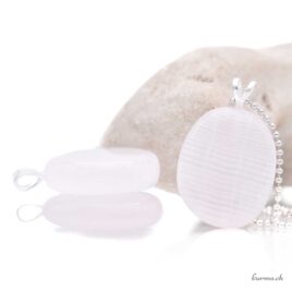 Manganocalcite ovale pendentif en argent 925