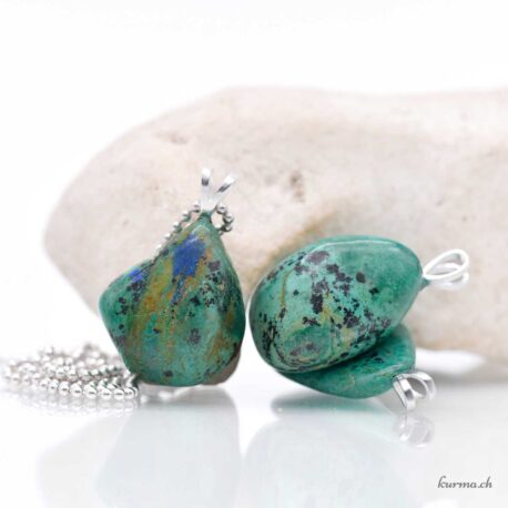 Eilat stone - Chrysocolle & Malachite & Turquoise & Azurite pendentif en argent 925