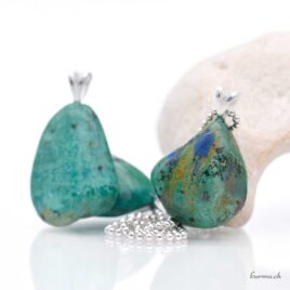 Eilat stone - Chrysocolle & Malachite & Turquoise & Azurite pendentif en argent 925