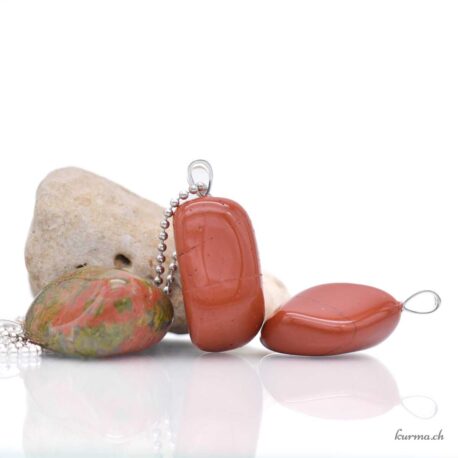 Jaspe rouge pendentif en argent 925