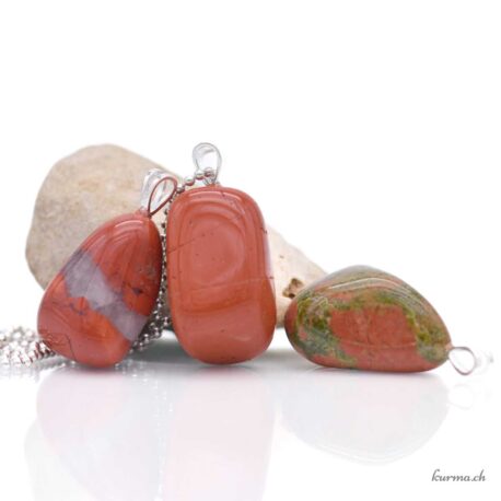 Jaspe rouge pendentif en argent 925