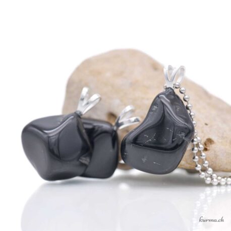 Spinelle noire pendentif en argent 925