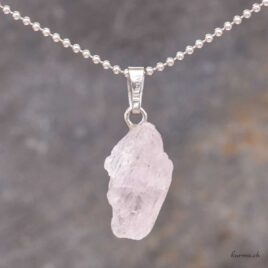Kunzite brute - Pendentif boucle en argent