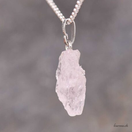 Kunzite brute - Pendentif boucle en argent