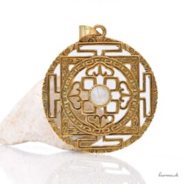 Kalachakra et Dorje avec une pierre - Pendentif en Laiton doré