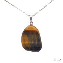 Oeil-de-faucon et Oeil-de-tigre pendentif en argent 925