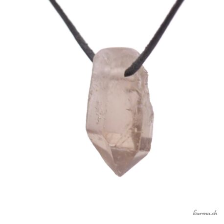 Quartz fumé brut - Pierced stone necklace