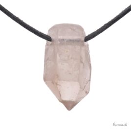 Quartz fumé brut - Collier en pierre percée