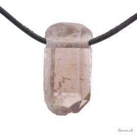 Quartz fumé brut - Pendentif en pierre percée