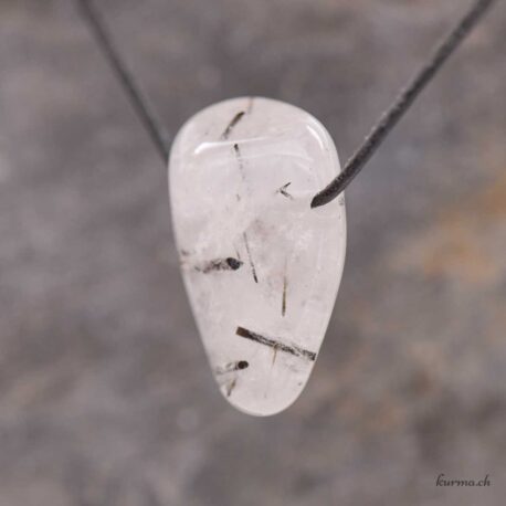 Quartz-Tourmaline - Collier en pierre percée