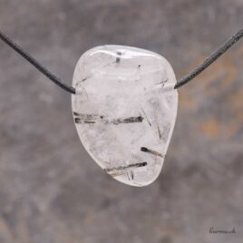 Quartz-Tourmaline - Collier en pierre percée