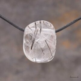 Quartz-Tourmaline - Pendentif en pierre percée