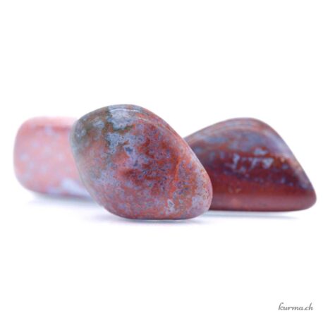 Agate Mousse rouge - Pierre roulée - Taille S