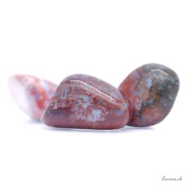 Agate Mousse rouge - Pierre roulée - Taille S