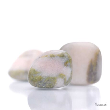 Calcite rose et Serpentine - Pierre roulée - Taille S