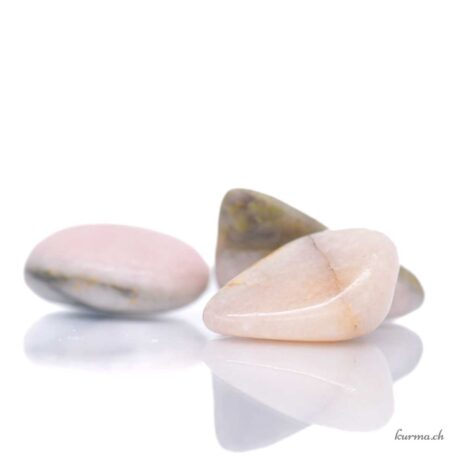 Calcite rose et Serpentine roulée en lot – 100gr – N°18555.100