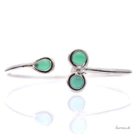 Ethnique avec 3 pierres - Bracelet en laiton argenté