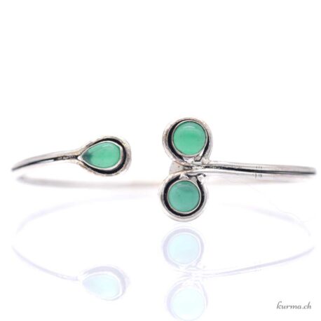 Ethnique con 3 pietre - Bracciale in ottone argentato