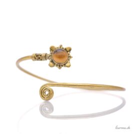 Etoile et spirale avec une pierre - Bracelet en laiton doré