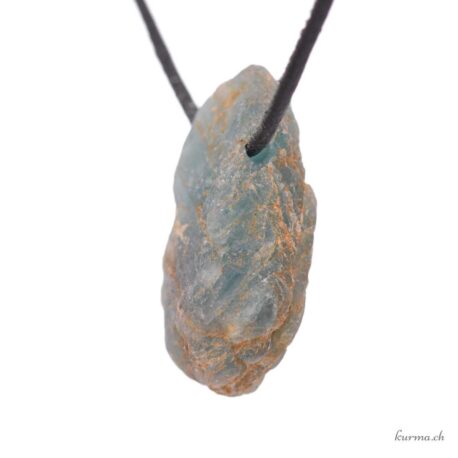 Raw blue apatite - Pierced stone pendant