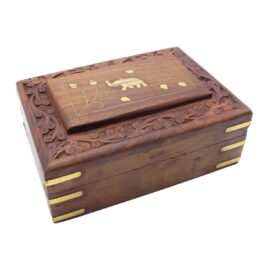 Boîte en bois gravé - Eléphant - 15cm