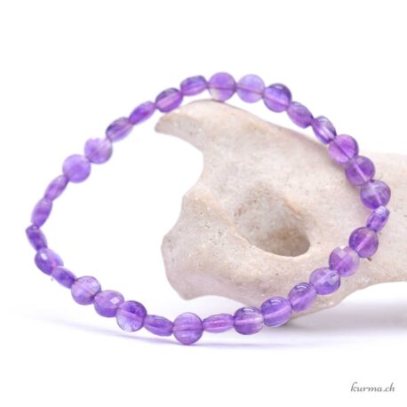 Amethyst Disc 6mm Bracelet - Faceted