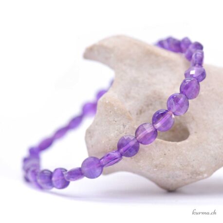Amethyst Disc 6mm Bracelet - Faceted