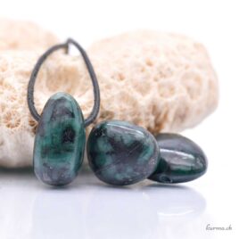 Smaragdite foncée - Pendentif en pierre percée