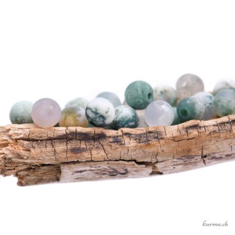 Agate mousse mate - Perles 6mm - Claire