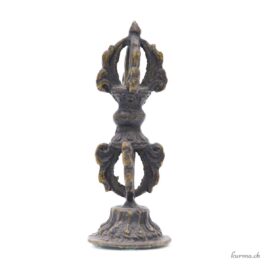 Dorje / Vajra avec support - 9cm - Laiton foncé - N°6234 • tibetain no 4 Dorje / Vajra con supporto - 9 cm - Ottone scuro
