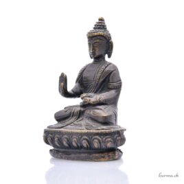 Moulin à prières tibétain de table - Large - 9cm Statue de Bouddha Abhaya Mudra - Bonze - Noir - 9.5cm