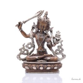 Statue de Manjushri - Bronze - Noire et argenté