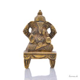 Statue de Ganesh assis sur piédestal - Bronze