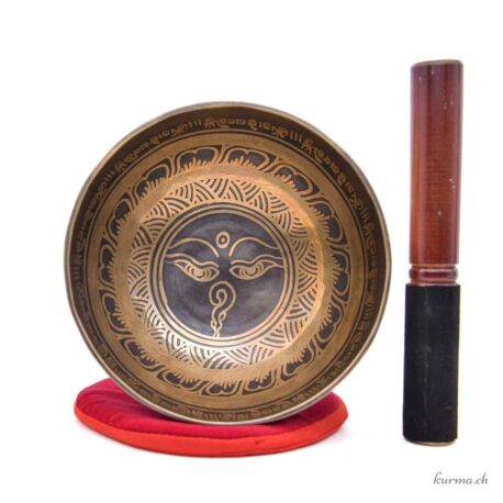 Gravierte Klangschale –  Buddha-Augen – 16 cm