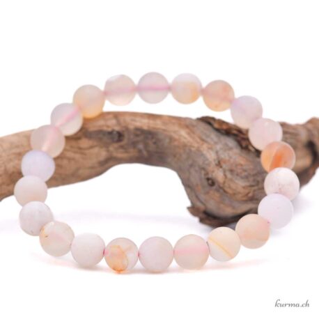 Armband aus mattem Kirschblütenachat, 8,5 mm