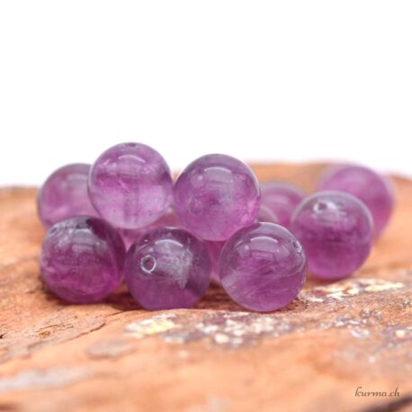 Fluorite violette - Perles 10-10.5mm