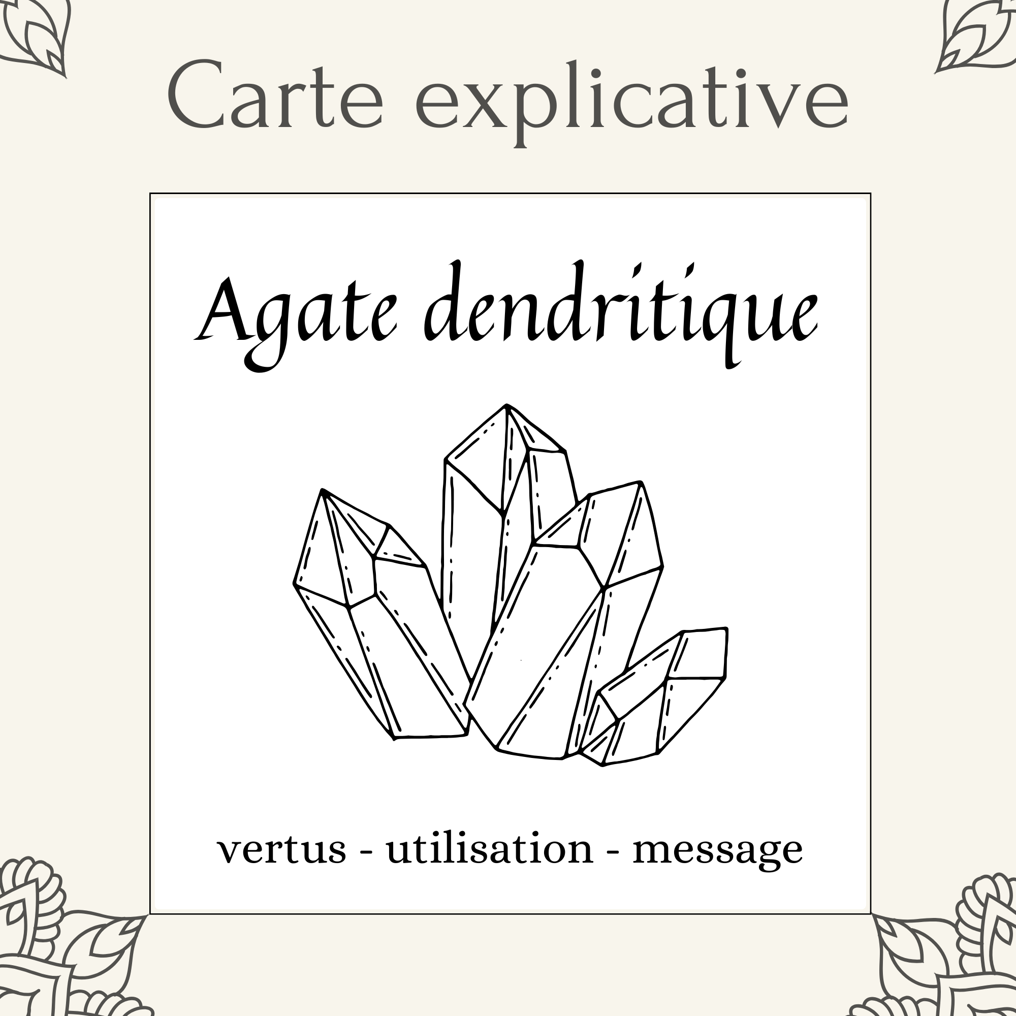 Carte lithothérapie Agate dendritique Carte lithothérapie Agate dendritique