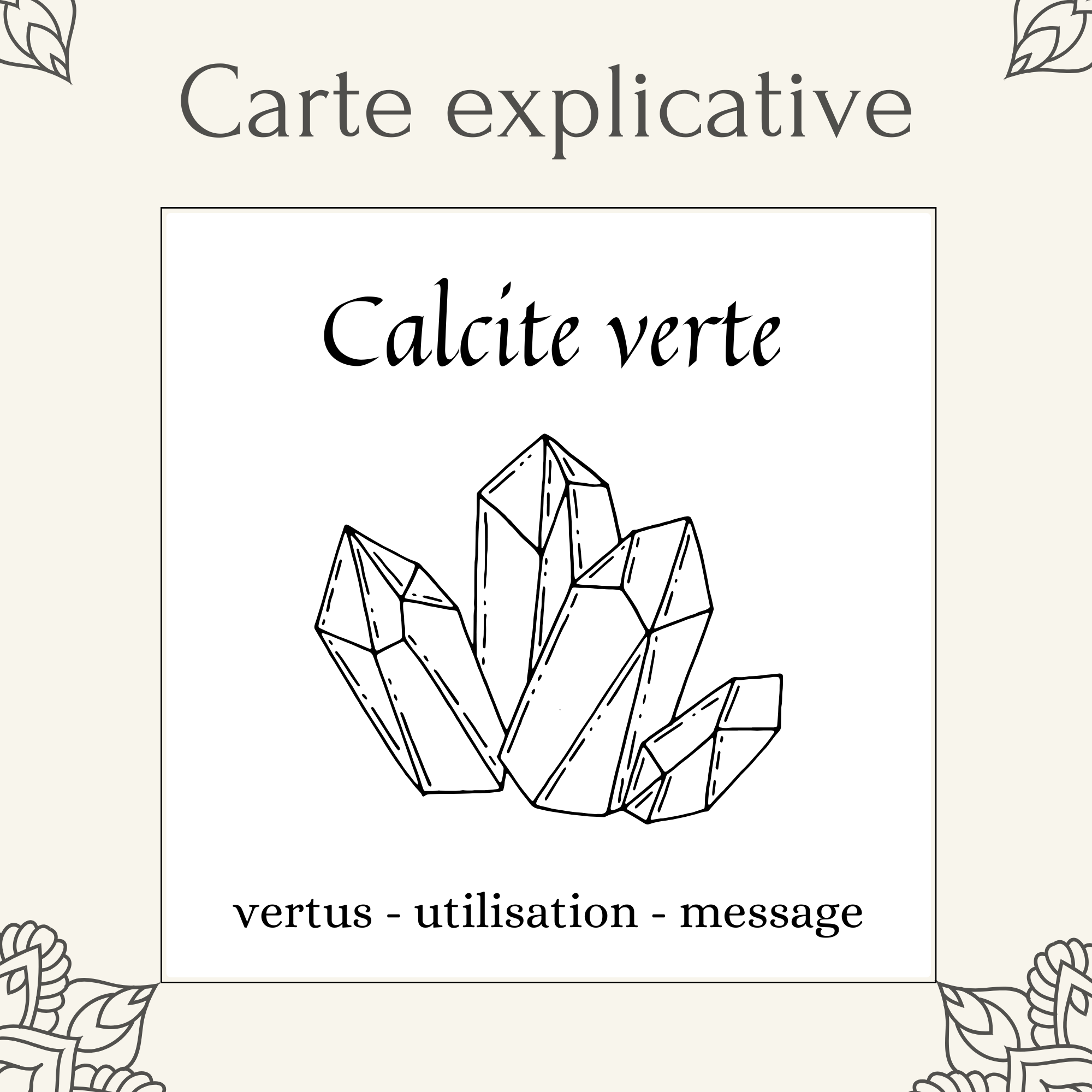 Carte lithothérapie Calcite verte Carte lithothérapie Calcite verte