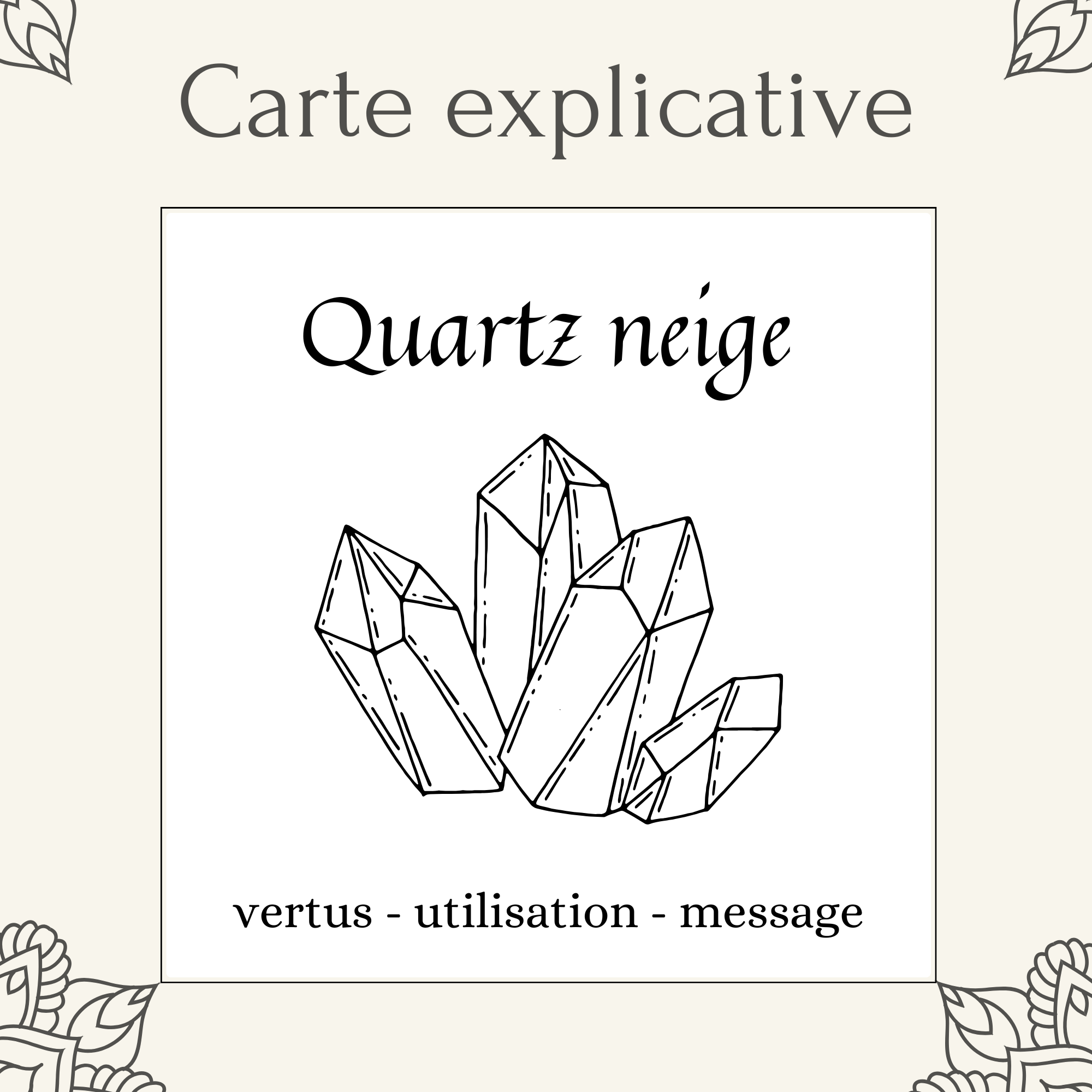 Carte lithothérapie Quartz neige Carte lithothérapie Quartz neige