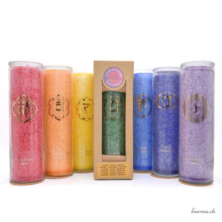 Assortiment Bougies parfumées en stéarine - 100 heures - 7 Chakras