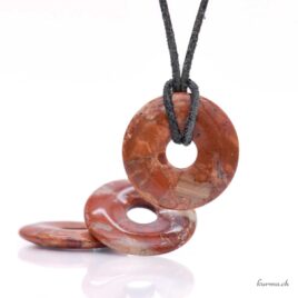 Jaspe rouge brèche - Pendentif Donut - 3cm