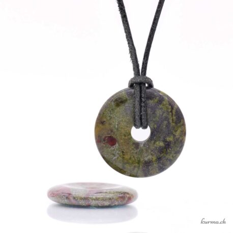 Jaspe sang de dragon - Pendentif Donut - 3cm