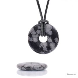 Obsidienne flocon de neige - Pendentif Donut - 3cm
