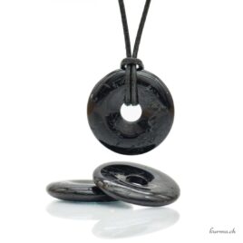 Schwarzer Turmalin – Donut-Anhänger – 3 cm