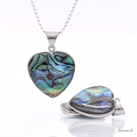 Paua-Muschel – Anhänger mit eingefasstem Stein – Herz