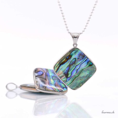 Paua-Muschel – Anhänger mit eingefasstem Stein – Rhombe