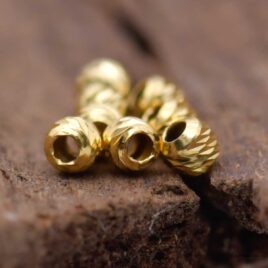 Runde Perlen mit Diamantstreifen – 2 mm – 925er Silber vergoldet