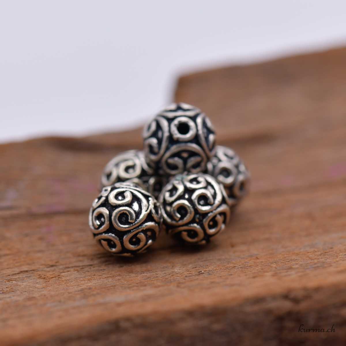 Perle ronde travaillée - 10mm - Argent 925 Perle ronde travaillée - 10mm - Argent 925