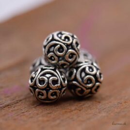 Perle ronde travaillée - 10mm - Argent 925